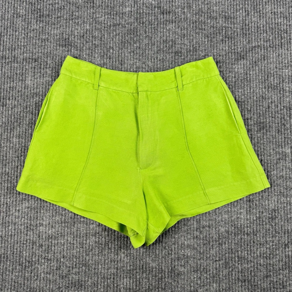 ASTR The Label Amiah Shorts Womens S Kiwi Chartreuse Linen Blend High Waist Chic